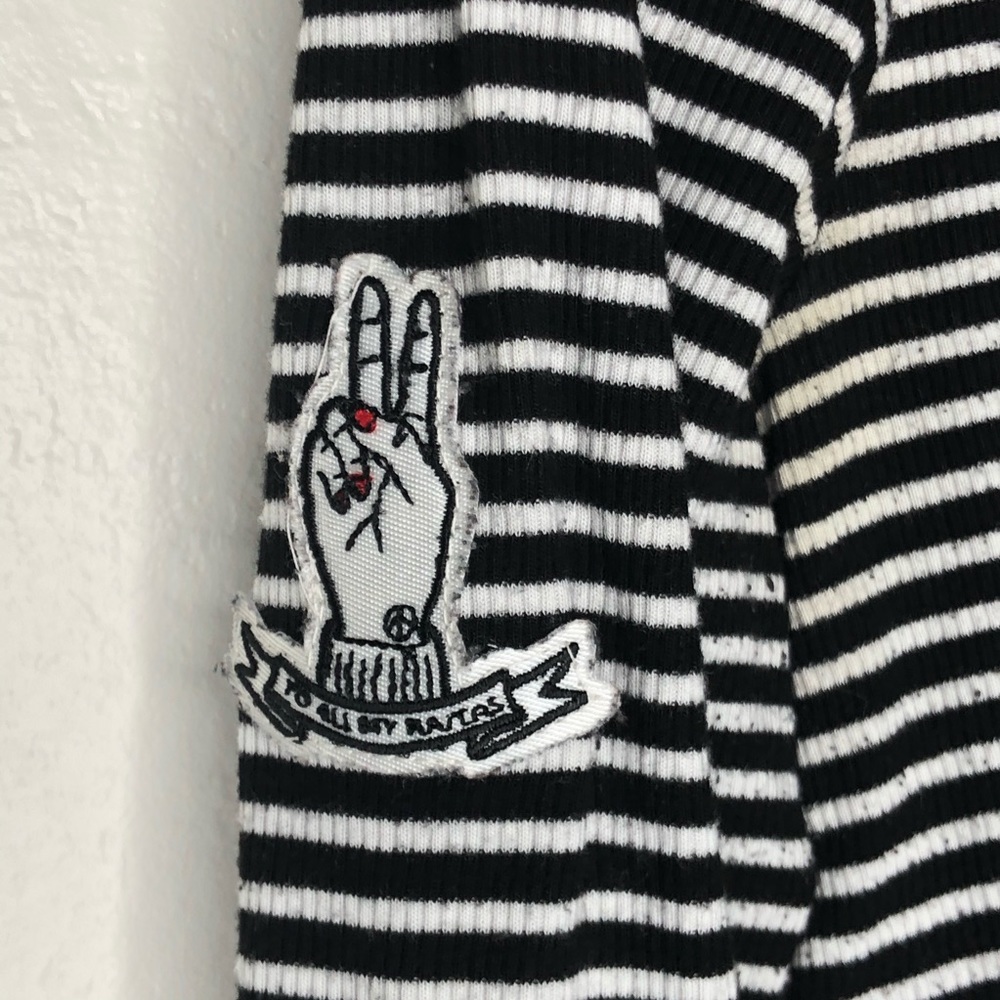 Drifter Stripe Patches Fitted High Neck Top S - Picture 3 of 6